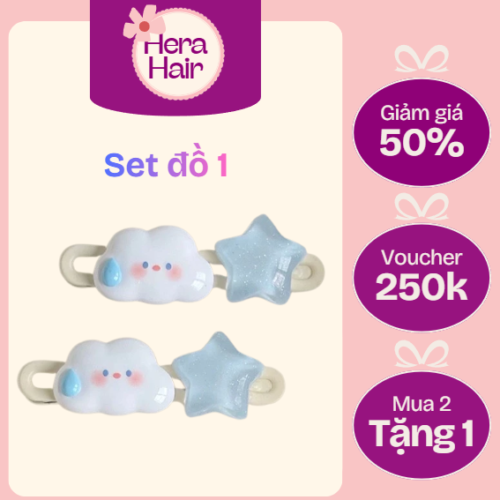 Kẹp Tóc Đám Mây Ngôi Sao Hoạt Hình Dễ Thương Phong Cách Hàn Quốc Cho Nữ