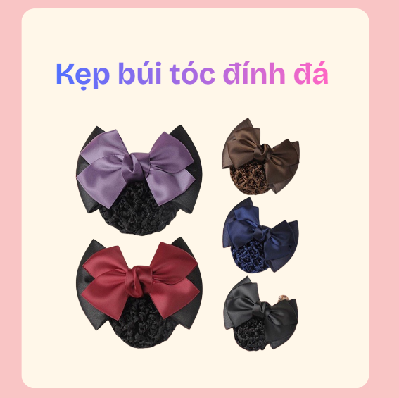 Kẹp búi tóc đính ngọc đá- Phụ kiện tóc thanh lịch,gọn gàng và nữ tính - Ảnh 3