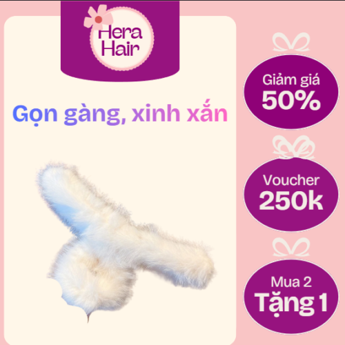 Kẹp Tóc Càng Cua Phối Lông Hàn Quốc Cỡ Lớn