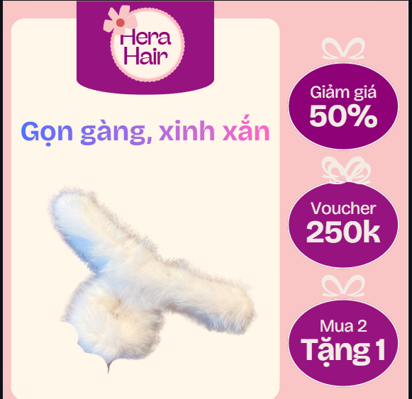 Kẹp Tóc Càng Cua Phối Lông Hàn Quốc Cỡ Lớn