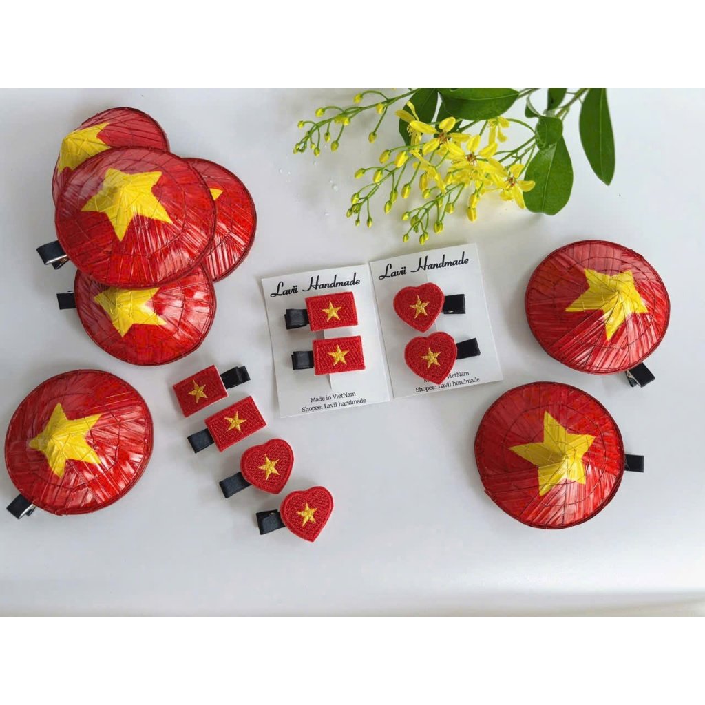 Kẹp tóc nón màu đỏ - Ảnh 2