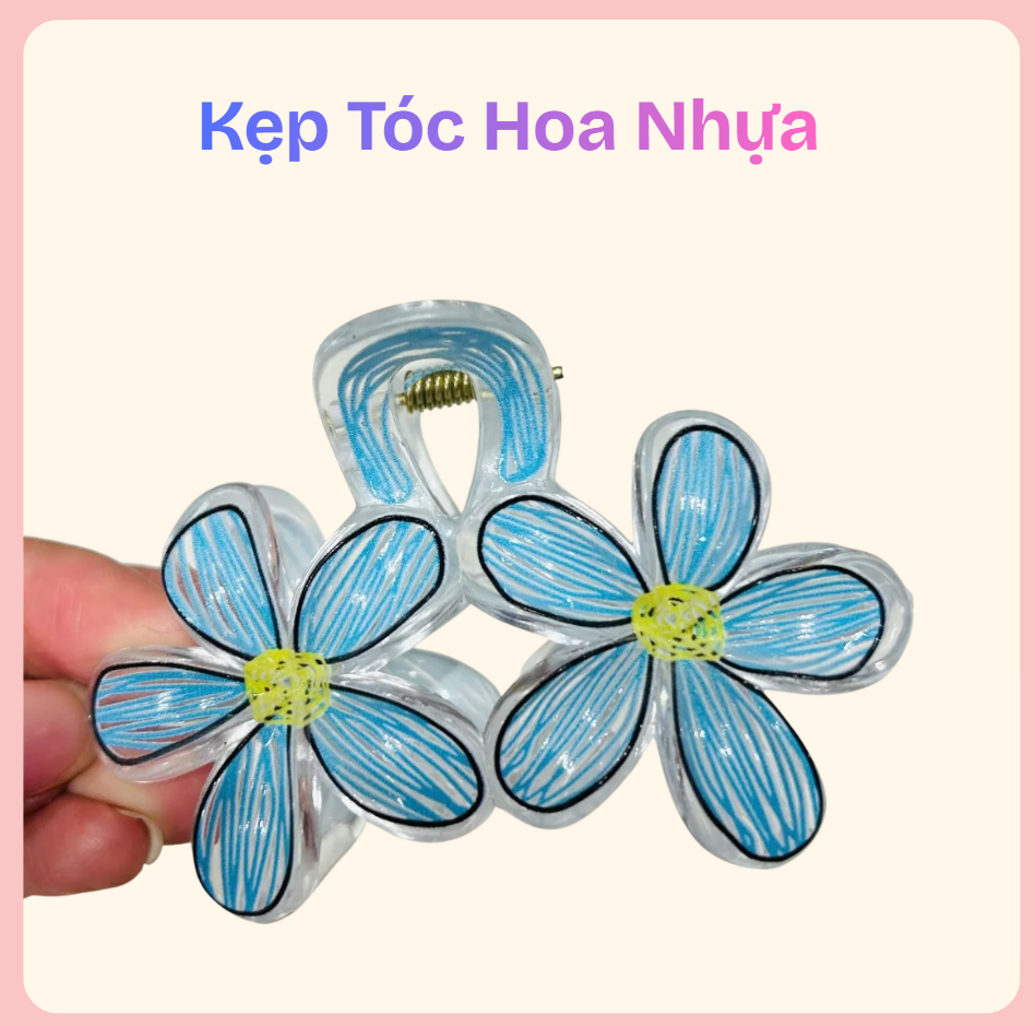 Kẹp tóc hoa nhựa – phụ kiện tóc nữ xinh xắn, dễ phối đồ